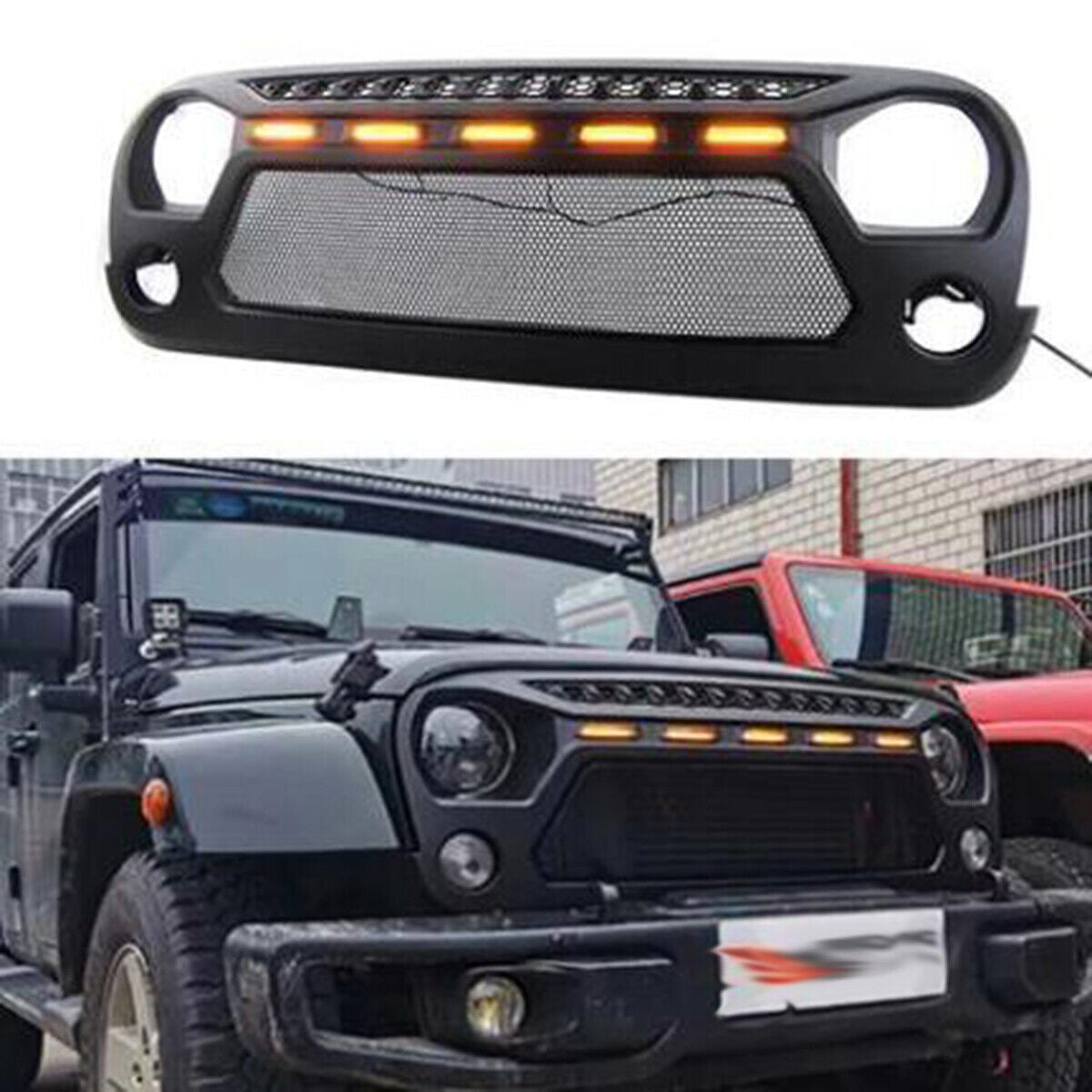 AGGRESSOR MESH Grille with LED Lights for Jeep Wrangler JK JKU 2007-2018 Grille