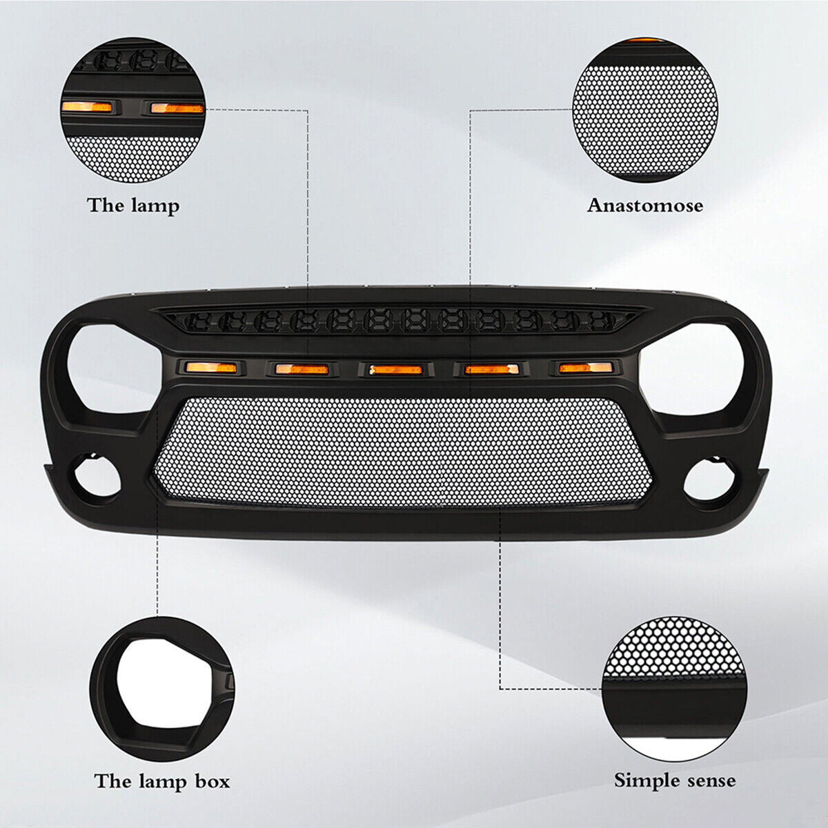 AGGRESSOR MESH Grille with LED Lights for Jeep Wrangler JK JKU 2007-2018 Grille