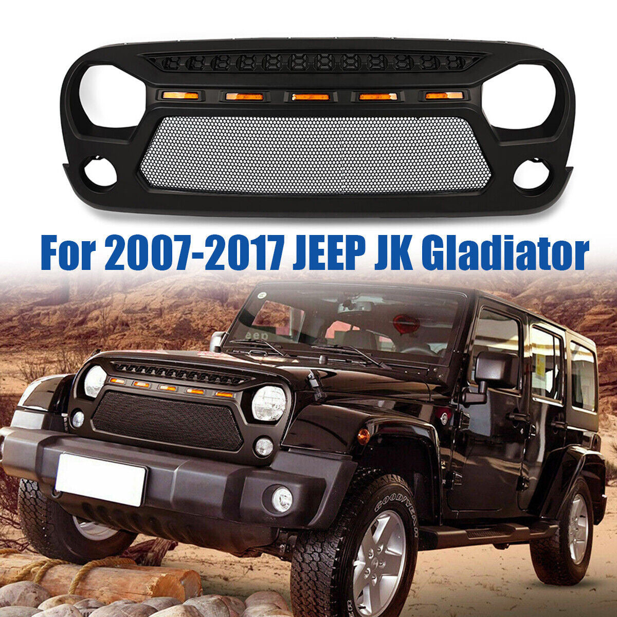 AGGRESSOR MESH Grille with LED Lights for Jeep Wrangler JK JKU 2007-2018 Grille