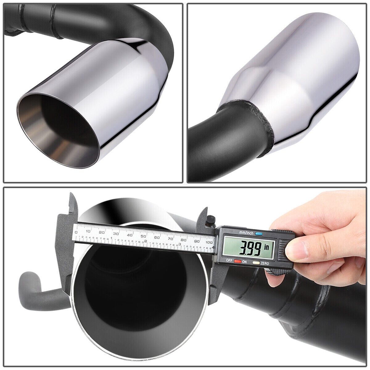 4" OD Round Muffler Tip Axle Back Exhaust System for Jeep Wrangler JK (2012-2018) 3.6L Engine Performance