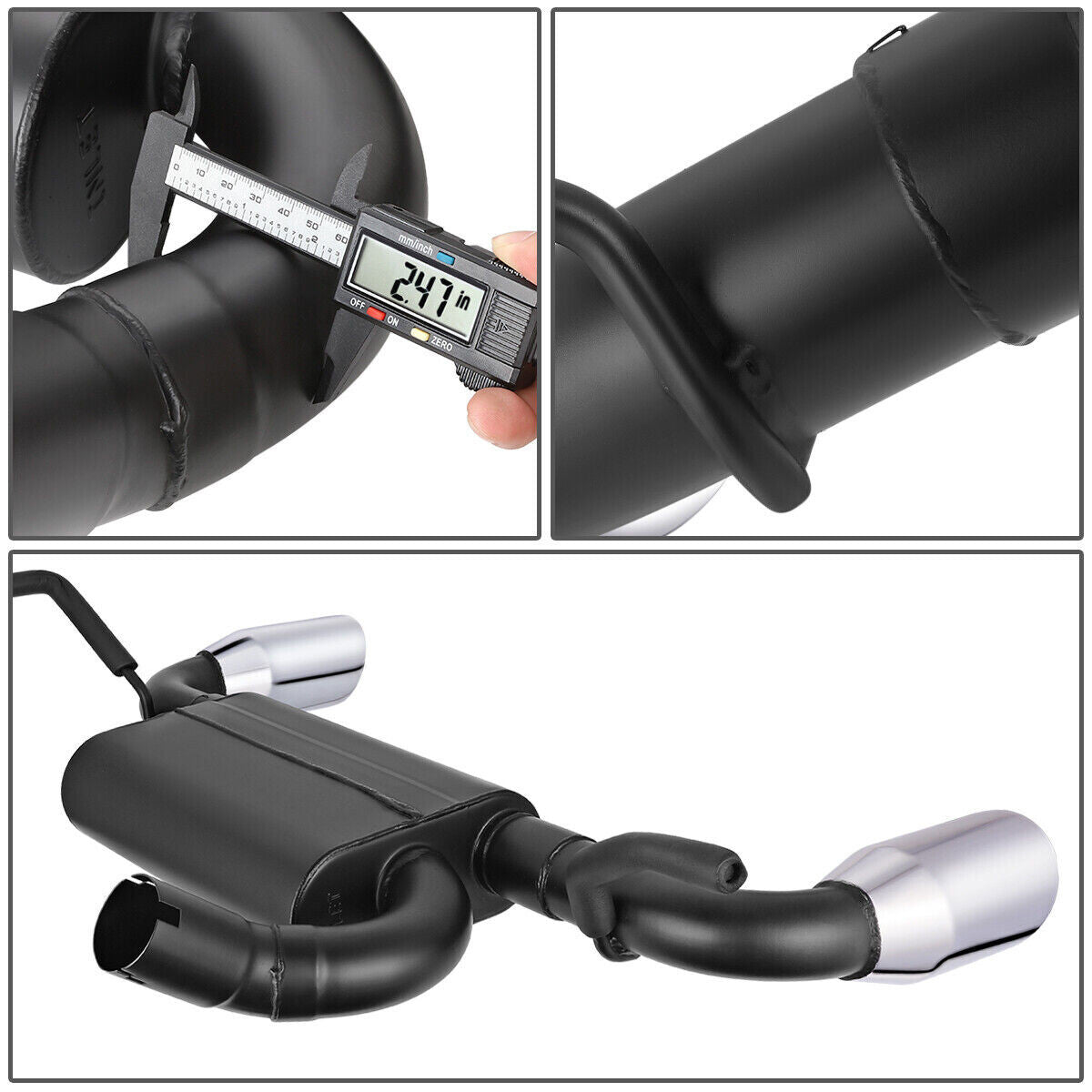 4" OD Round Muffler Tip Axle Back Exhaust System for Jeep Wrangler JK (2012-2018) 3.6L Engine Performance