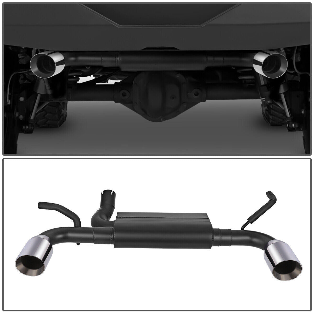 4" OD Round Muffler Tip Axle Back Exhaust System for Jeep Wrangler JK (2012-2018) 3.6L Engine Performance