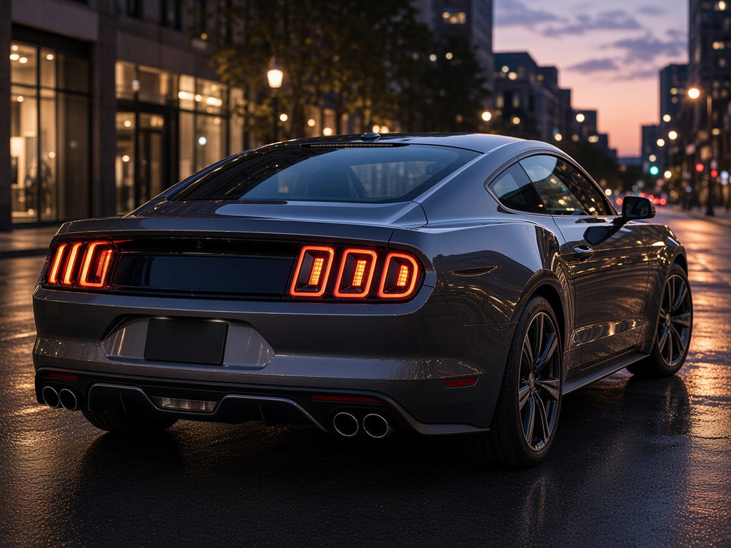 Ford Mustang (2013-2014) with black sequential LED tail lights installed