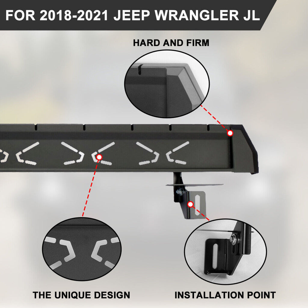 Running Boards for 2018-2023 Jeep Wrangler JL 4 Door Side Steps Steel NB-BX Exterior Part