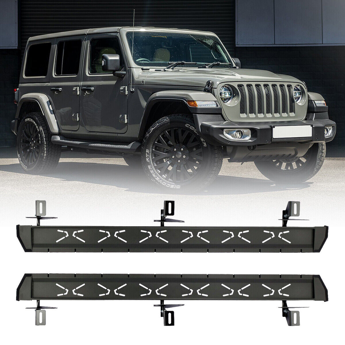Running Boards for 2018-2023 Jeep Wrangler JL 4 Door Side Steps Steel NB-BX Exterior Part