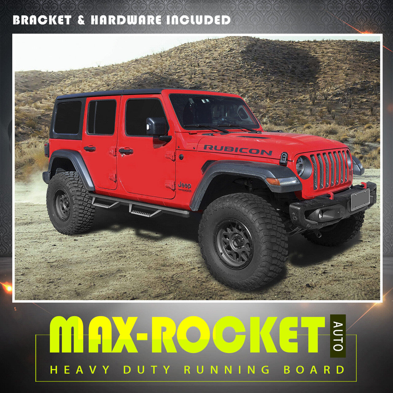 Nerf Bar Running Boards Side Steps for 2018-2024 Jeep Wrangler JL 4 Door Exterior Part