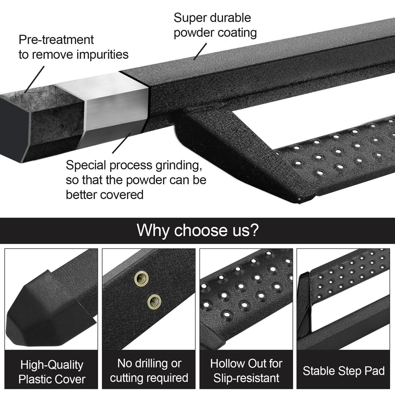 Nerf Bar Running Boards Side Steps for 2018-2024 Jeep Wrangler JL 4 Door Exterior Part