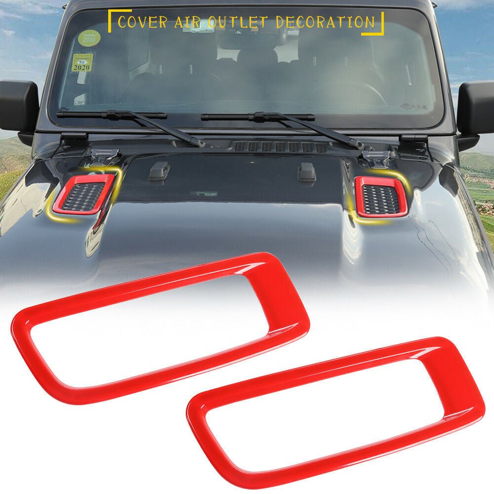 Hood Vents Panel Cover Trims for Jeep Wrangler JL 2018 - 2023 Red - GENSSI Exterior Part