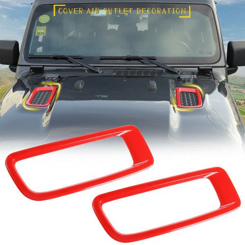 Hood Vents Panel Cover Trims for Jeep Wrangler JL 2018 - 2023 Red - GENSSI Exterior Part