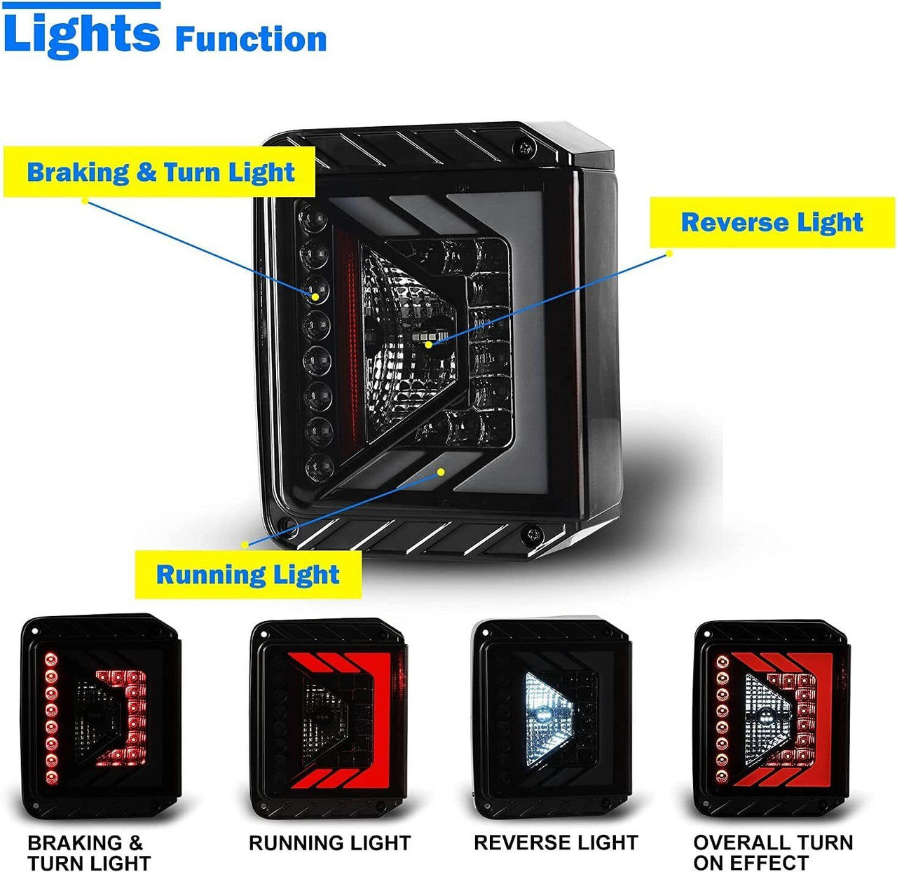 Optical LED Rear Brake Tail Lights for 2007-2018 Jeep Wrangler JK JKU Lighting