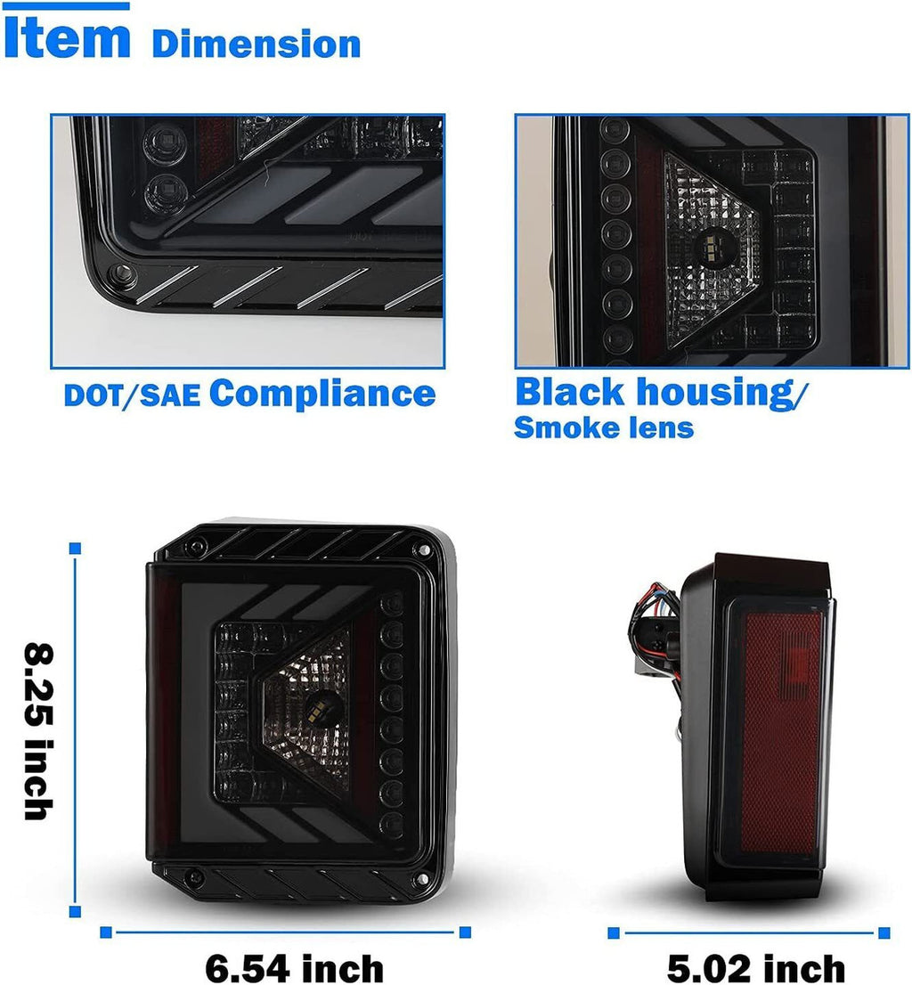 Optical LED Rear Brake Tail Lights for 2007-2018 Jeep Wrangler JK JKU Lighting