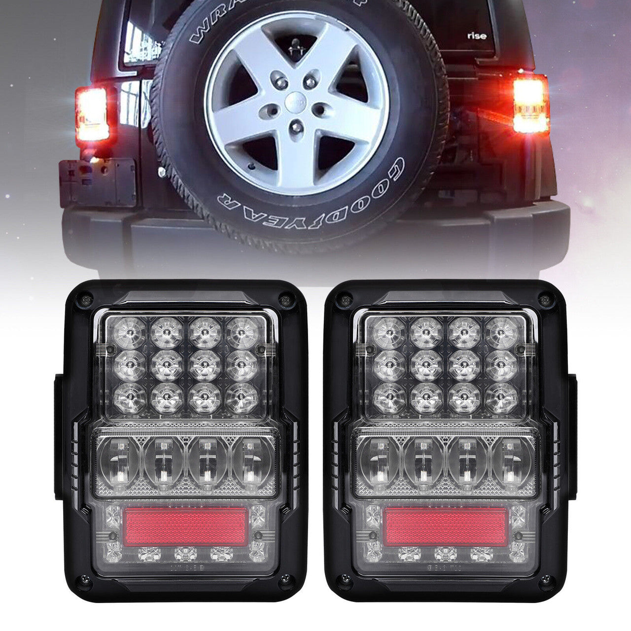 Super Bright LED Tail Lights Brake Reverse Turn Stop DRL for 2007-2018 Jeep Wrangler JK JKU Lighting