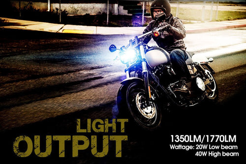 4.65 In LED Chrome Projector Headlight Harley Davidson Dyna Fat Bob FXDF 2008 - 2016 Black (2 Pack) - GENSSI Lighting