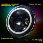 7 Inch HALO RGB Chasing Projector LED Motorcycle Headlight - GENSSI Lighting