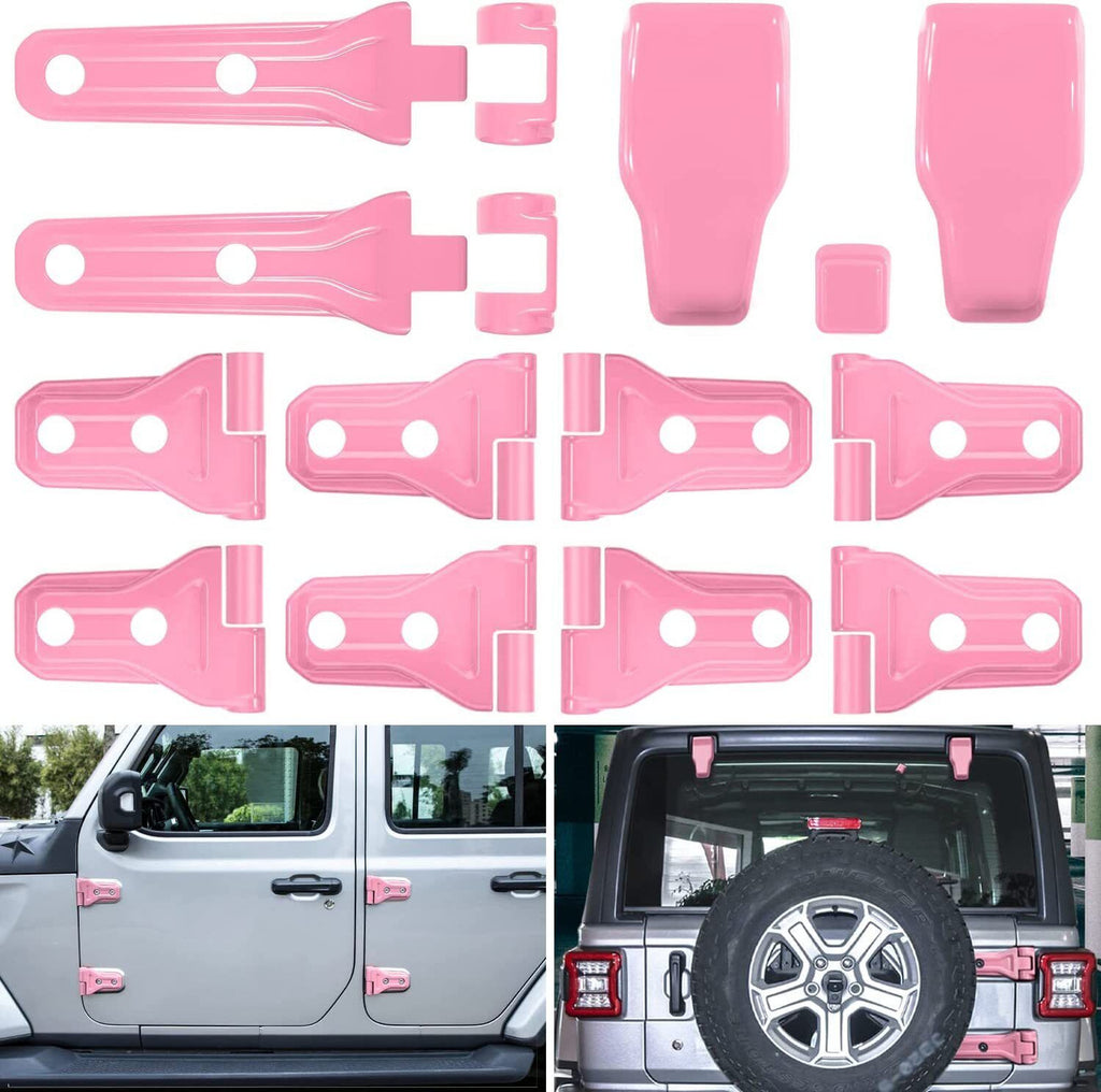 Pink Exterior Door Hinge Cover Trims Set for 2018-2023 Jeep Wrangler JL JLU Exterior Part
