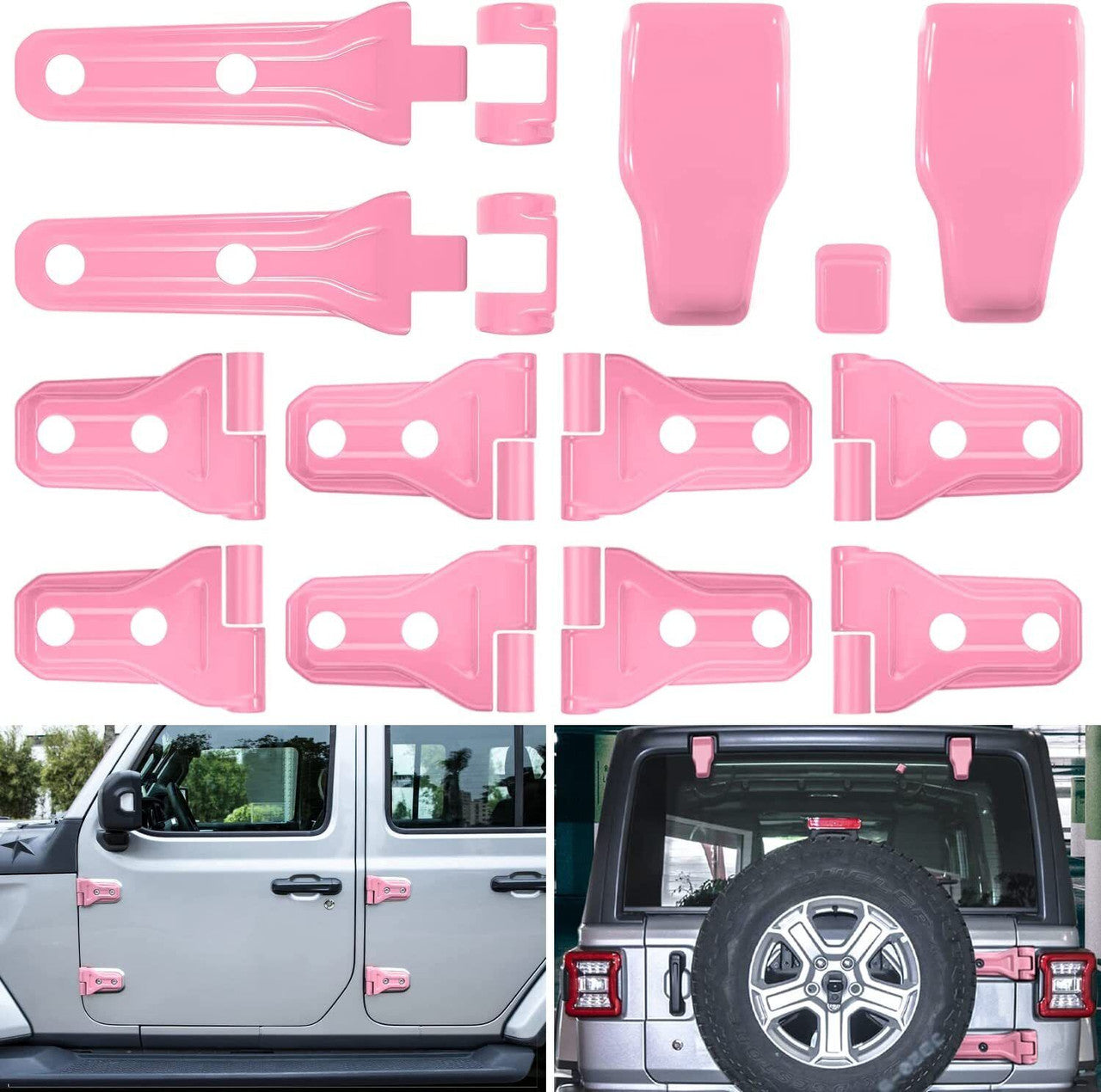 Pink Exterior Door Hinge Cover Trims Set for 2018-2023 Jeep Wrangler JL JLU Exterior Part