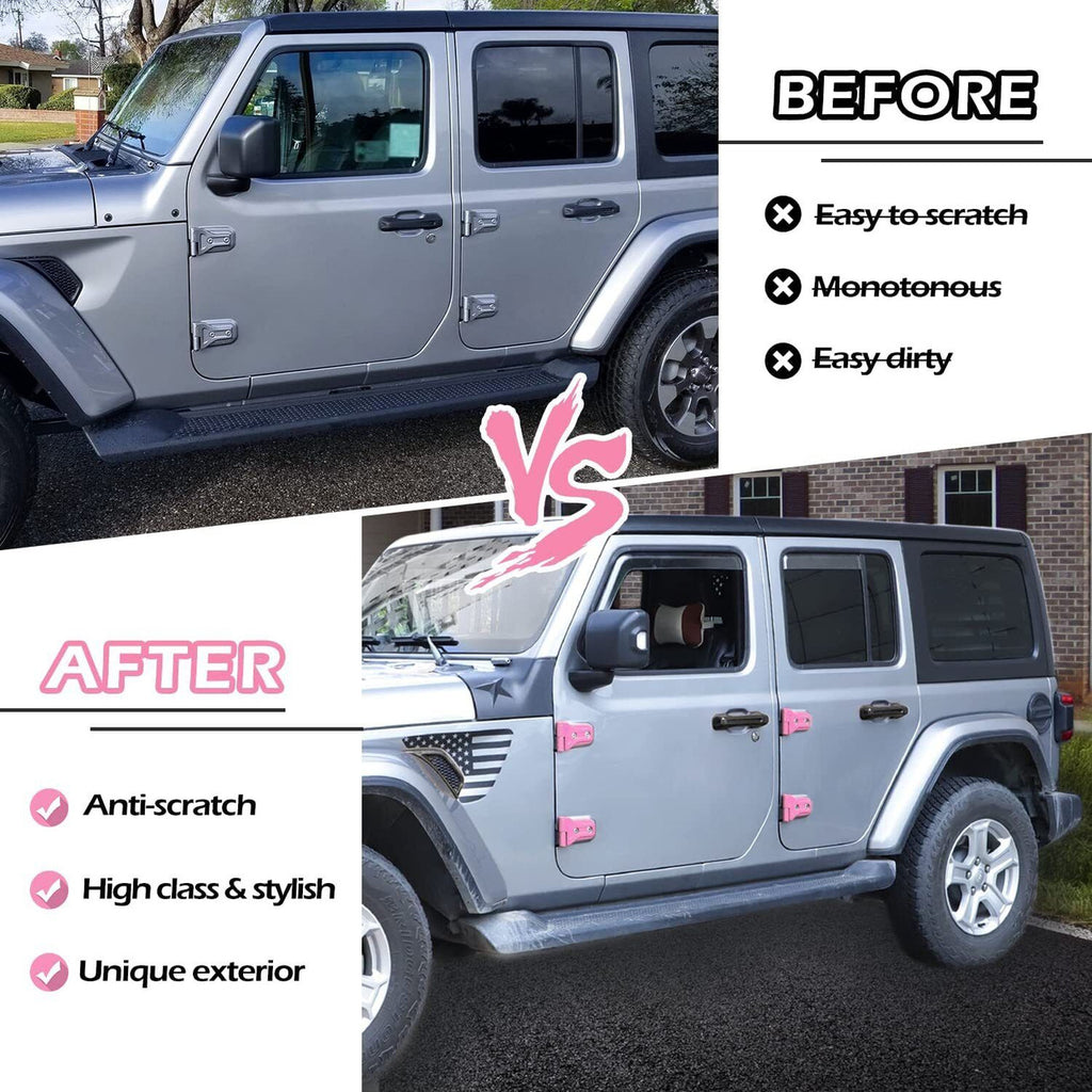 Pink Exterior Door Hinge Cover Trims Set for 2018-2023 Jeep Wrangler JL JLU Exterior Part