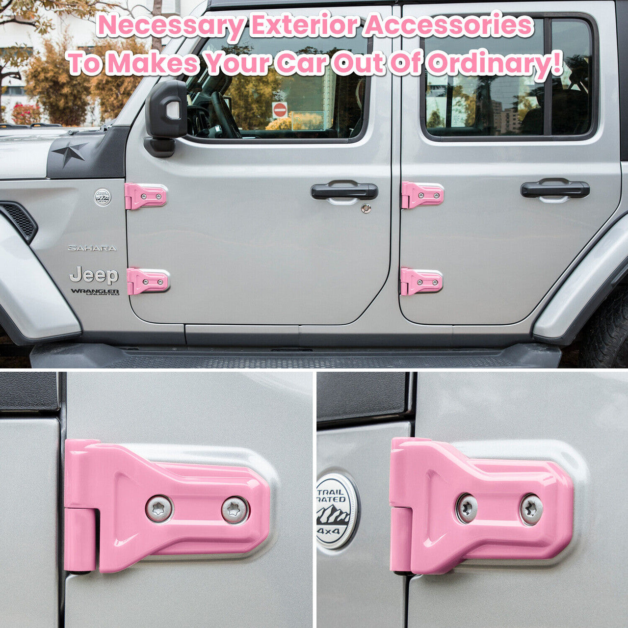 Pink Door And Engine Hood Hinge Cover Trim for Jeep Wrangler JL JLU JT 2018-2023 Exterior Part