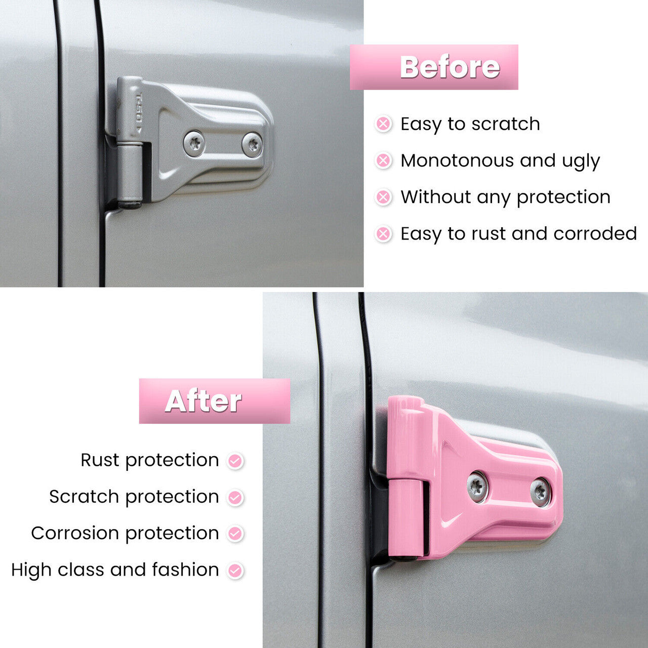 Pink Door And Engine Hood Hinge Cover Trim for Jeep Wrangler JL JLU JT 2018-2023 Exterior Part