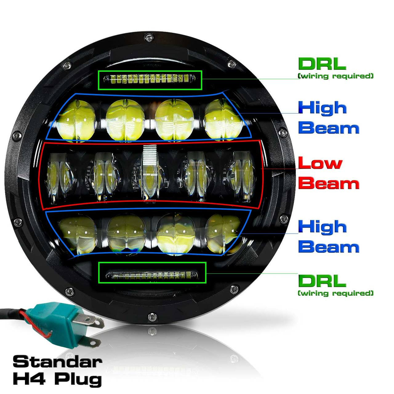 XPE Honeycomb Array Black LED Headlights for Wrangler 1996-2018 Lighting