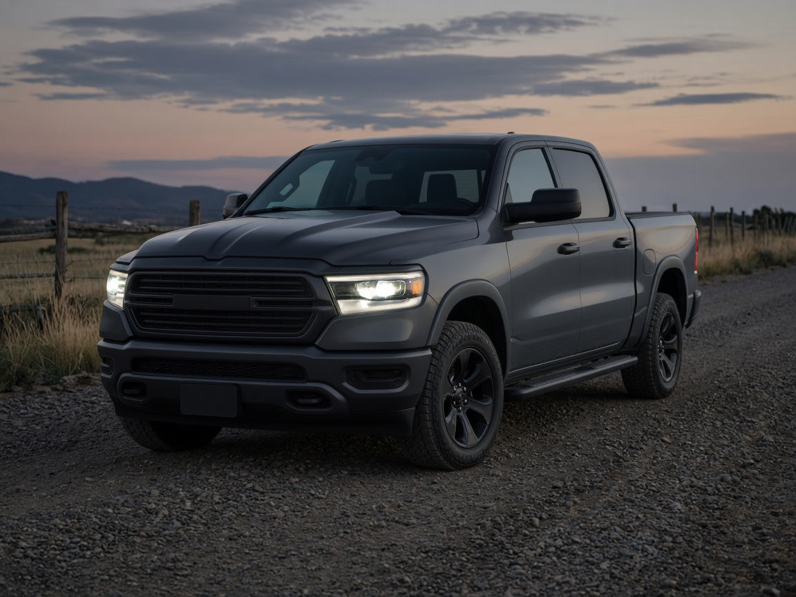 2019-2024 Ram 1500 with black LED projector w/ AFS headlights installed