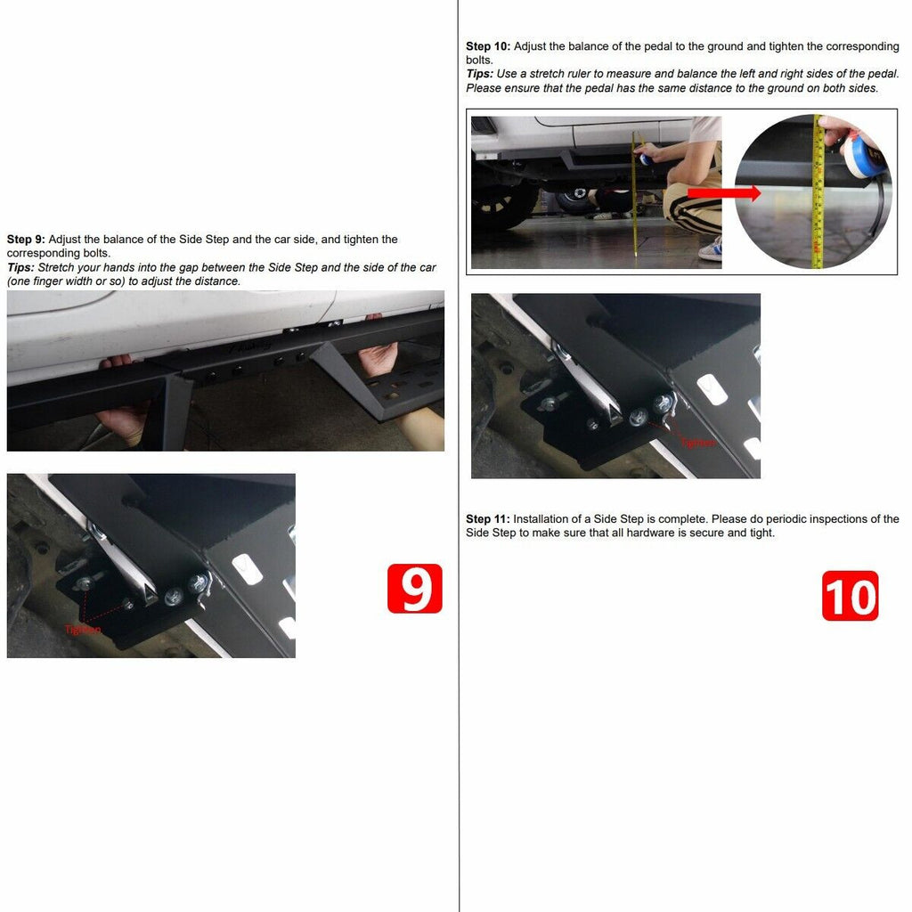 Running Boards Sides Steps for 2018-2024 Jeep Wrangler JL and Unlimited 4-Door Exterior Part