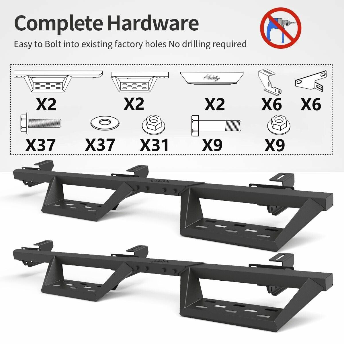 Running Boards Sides Steps for 2018-2024 Jeep Wrangler JL and Unlimited 4-Door Exterior Part
