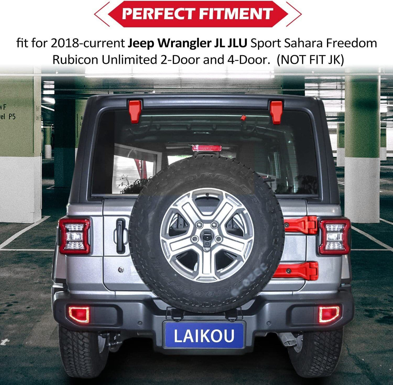 Red Exterior Door Hinge Cover Trims Set for 2018-2023 Jeep Wrangler JL JLU Exterior Part