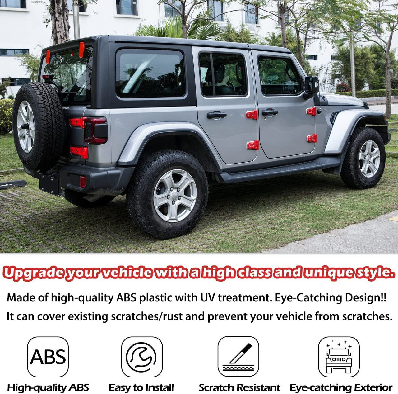 Red Exterior Door Hinge Cover Trims Set for 2018-2023 Jeep Wrangler JL JLU Exterior Part