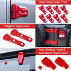 Red Exterior Door Hinge Cover Trims Set for 2018 - 2023 Jeep Wrangler JL JLU - GENSSI Exterior Part