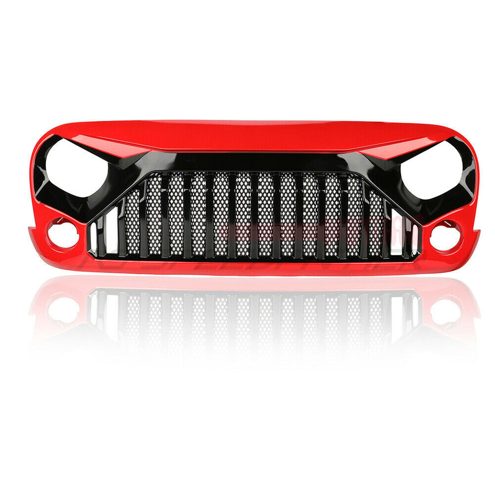 Red Black Shark Grille For Wrangler JK 2007-2018 Unlimited Glossy Grille