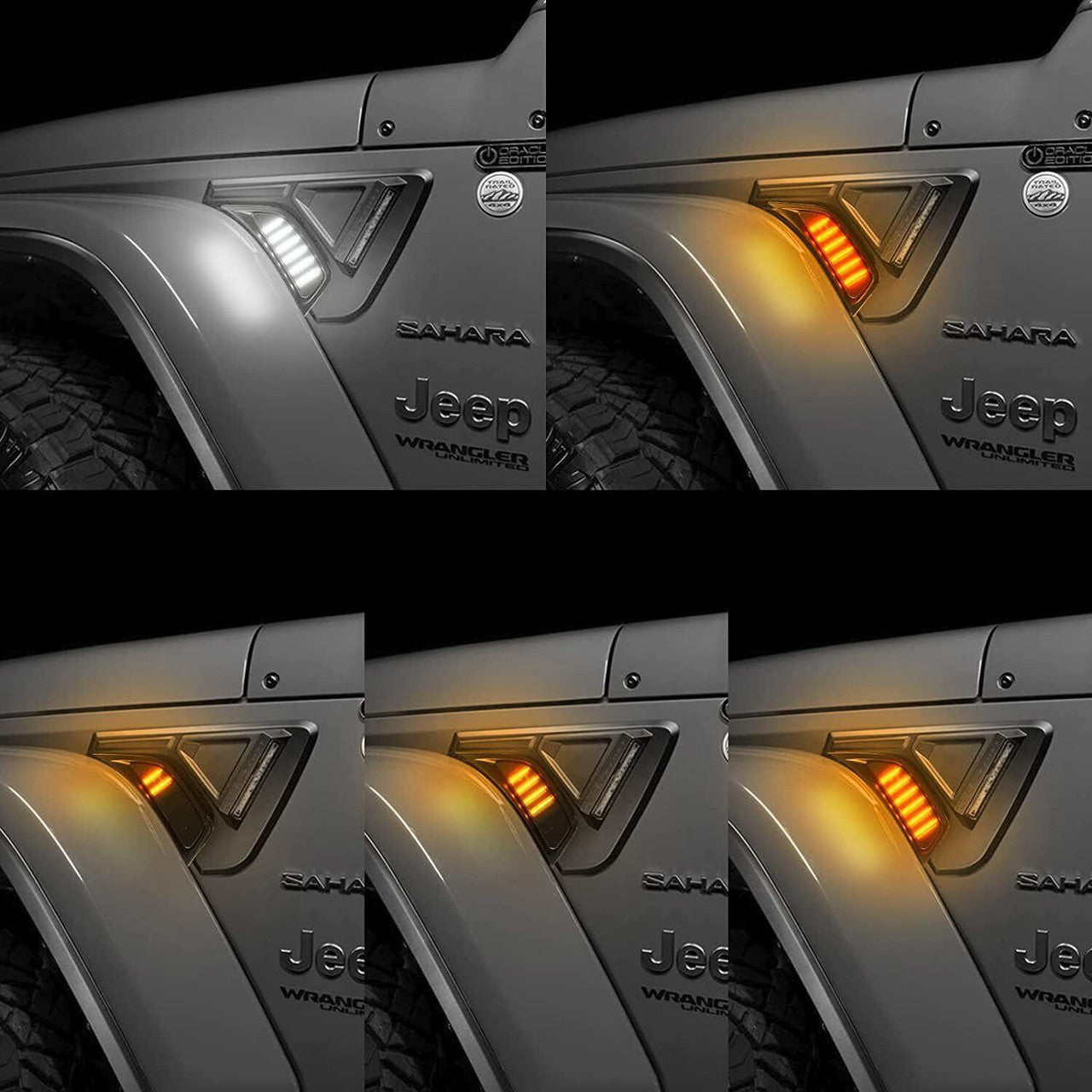 LED Fender Side Marker Lights DRL Dynamic Turn Signal for 2018-2023 Jeep Wrangler JL JLU Gladiator JT Lighting