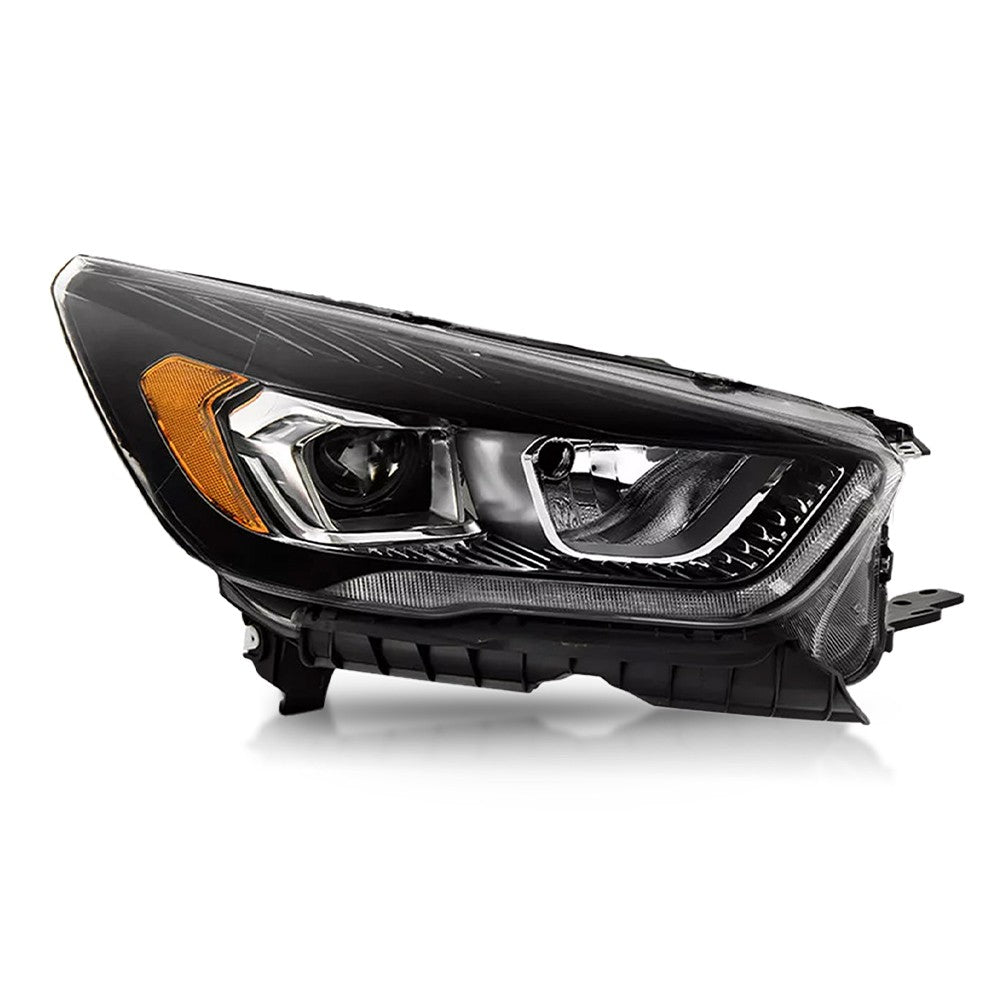 Driver side Black Halogen headlight close-up for 2017-2019 Ford Escape
