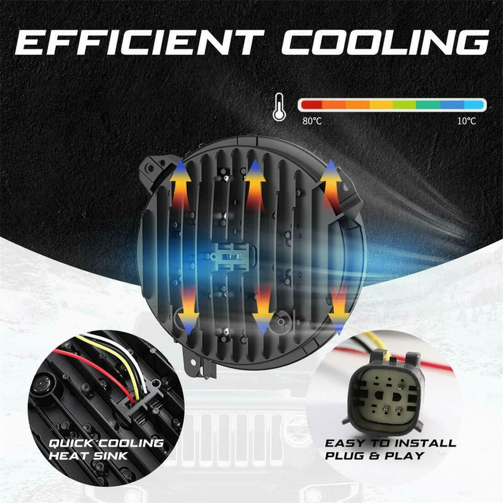 ARRAY 9 Inch LED Headlights for Wrangler JL & Gladiator 2018+ Lighting