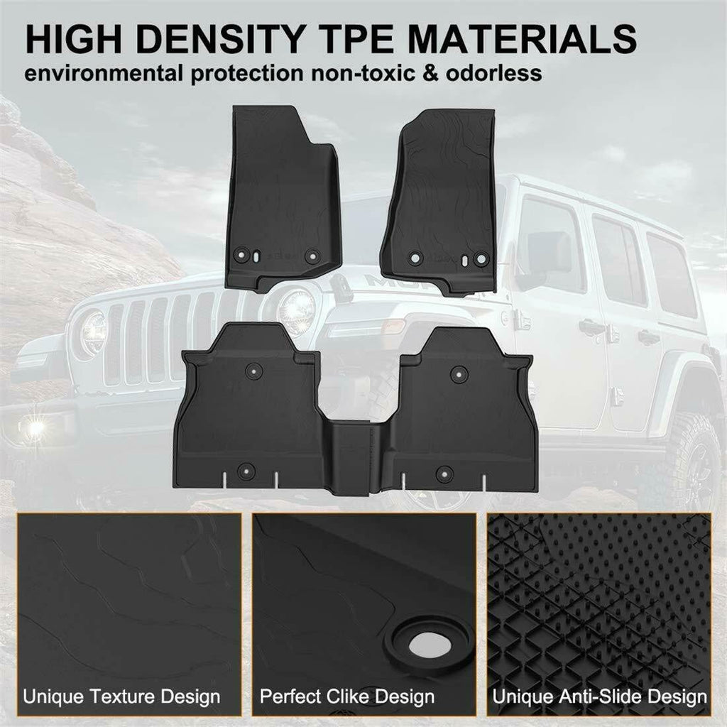 Floor Mats Front Rear for Jeep Wrangler JLU 4 Door 2018+ - GENSSI Interior Part
