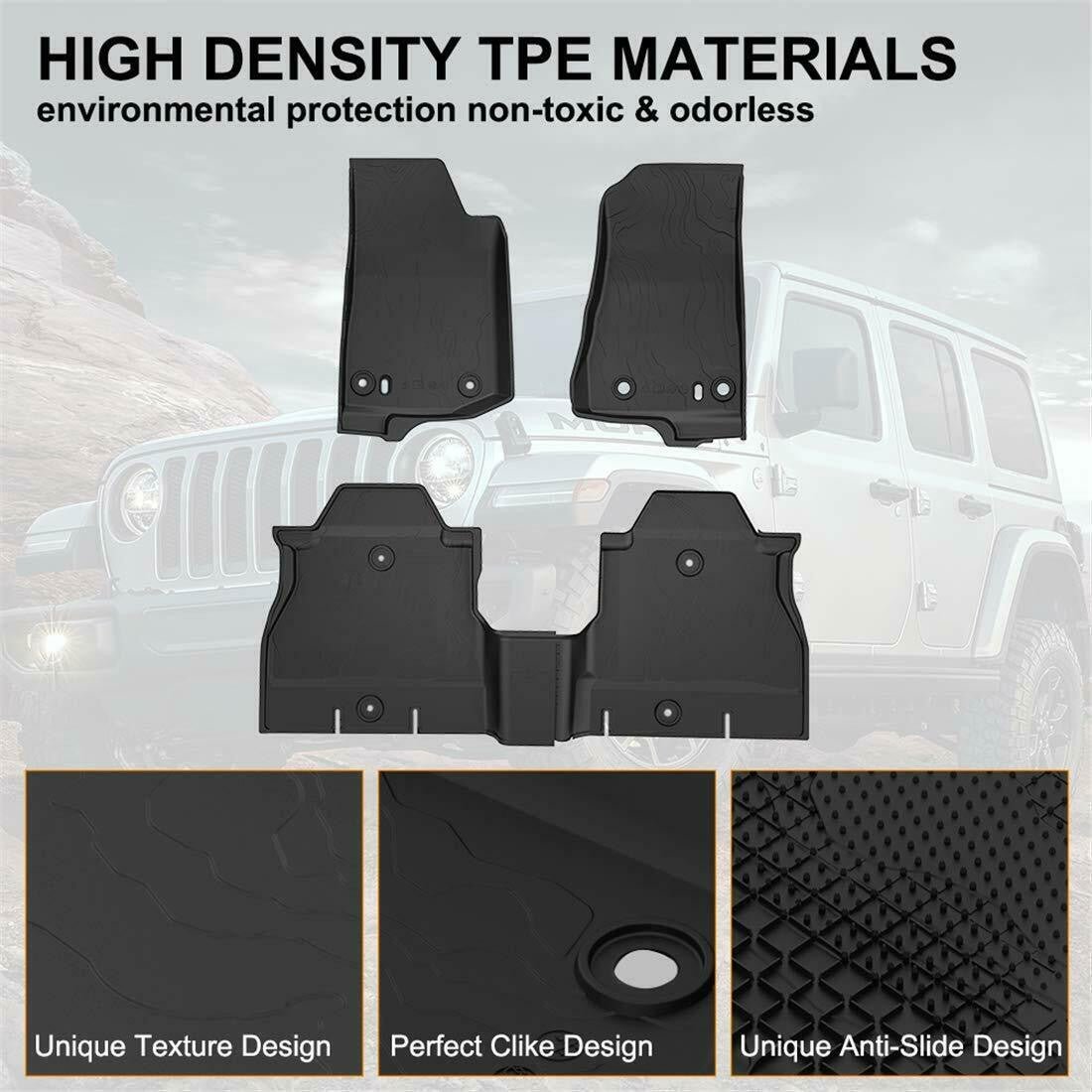 Floor Mats Front Rear for Jeep Wrangler JLU 4 Door 2018+ - GENSSI Interior Part
