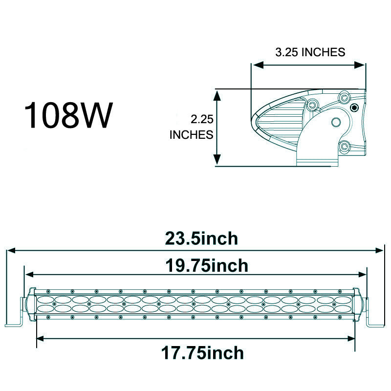 108W 20 Inches Black Spot/Flood Combo LED Light Bar Lighting