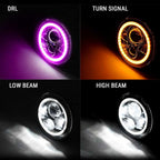 7 Inch HALO RGB Chasing Projector LED Motorcycle Headlight - GENSSI Lighting