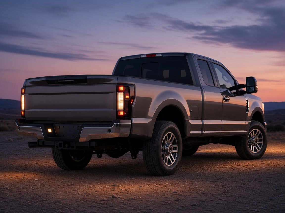 Ford F-250 F-350 Super Duty without BLIS (2017-2019) with smoked halogen tail lights installed