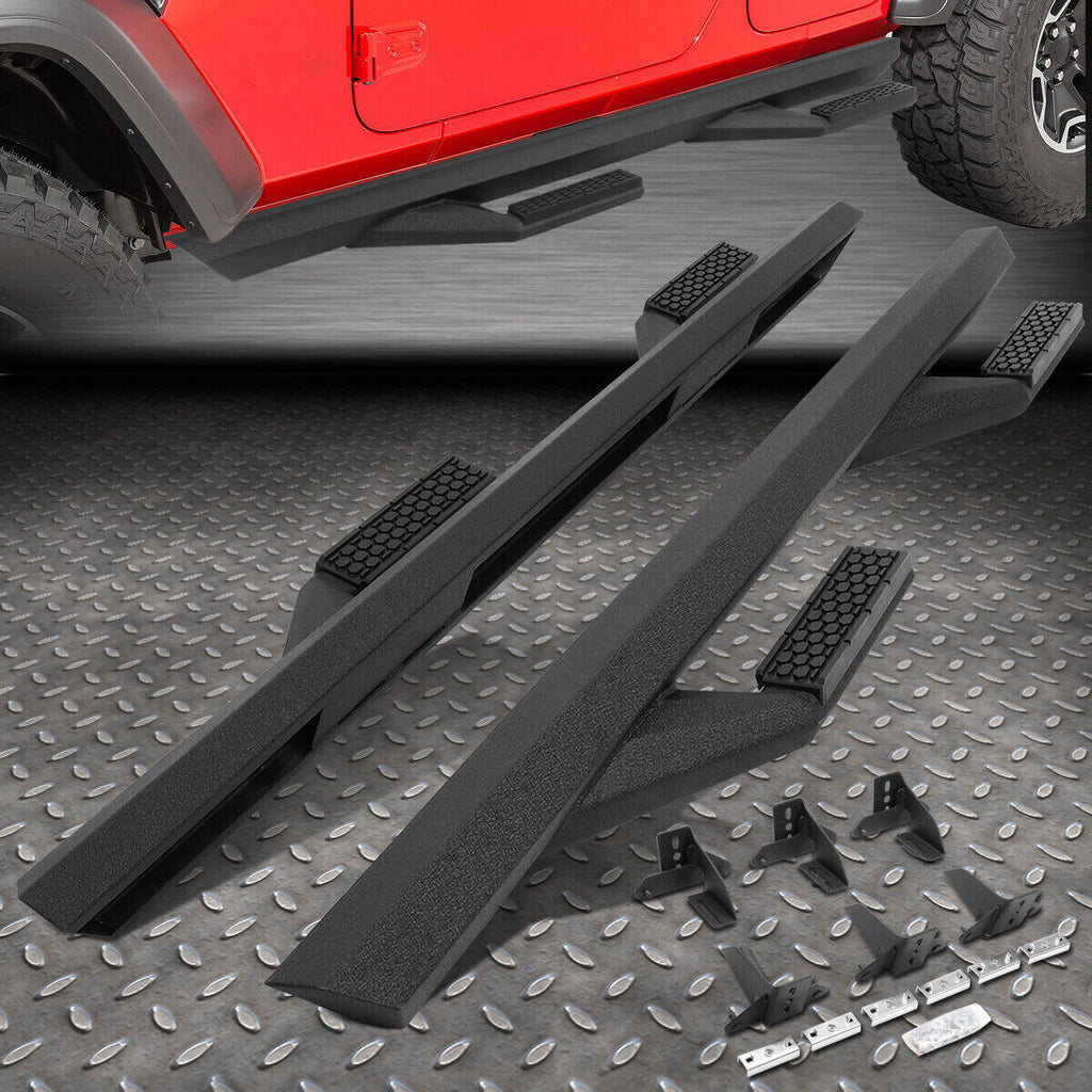 Black Steel Nerf Side Steps for 2018-2024 Jeep Wrangler JL 4 Door Exterior Part