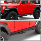 Black Steel Nerf Side Steps for 2018 - 2024 Jeep Wrangler JL 4 Door - GENSSI Exterior Part