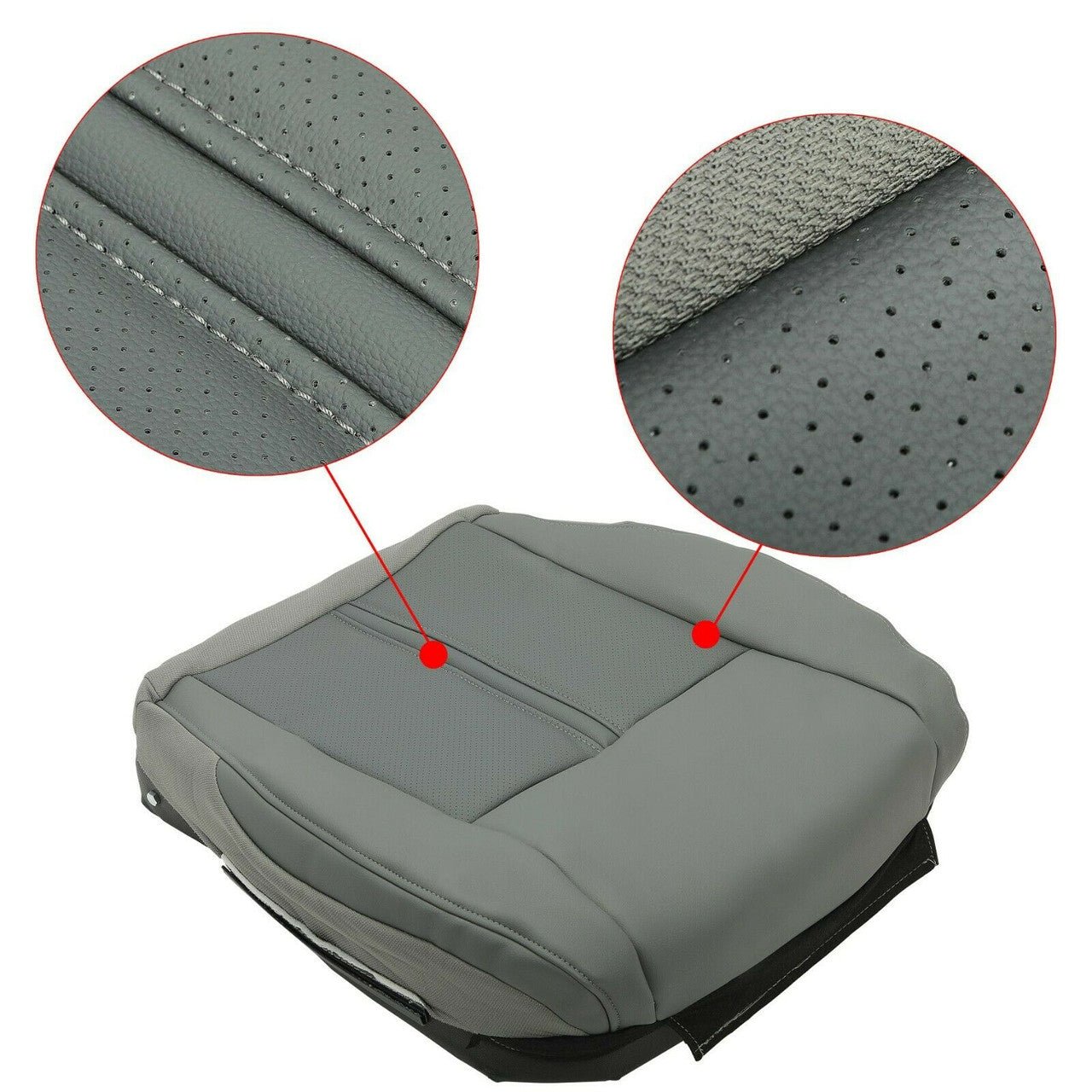 Front Seat Cushion Cover Driver Side For Jeep Grand Cherokee (2005 - 2007) 2 - Tone Gray - GENSSI Interior Part