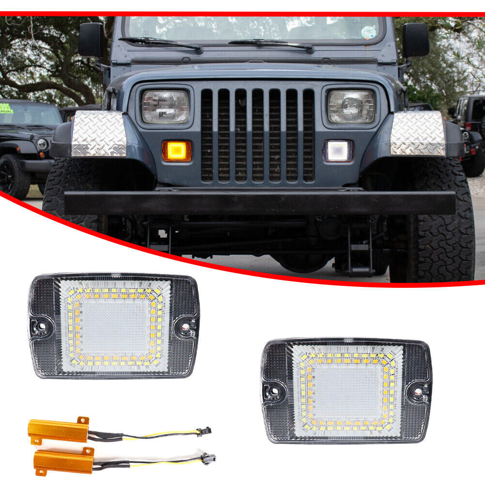 Clear LED Bumper Turn Signals and Side Markers Set for 1987-1995 Jeep Wrangler YJ Lighting