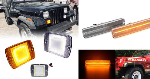Clear LED Bumper Turn Signals and Side Markers Set for 1987-1995 Jeep Wrangler YJ Default Title Lighting