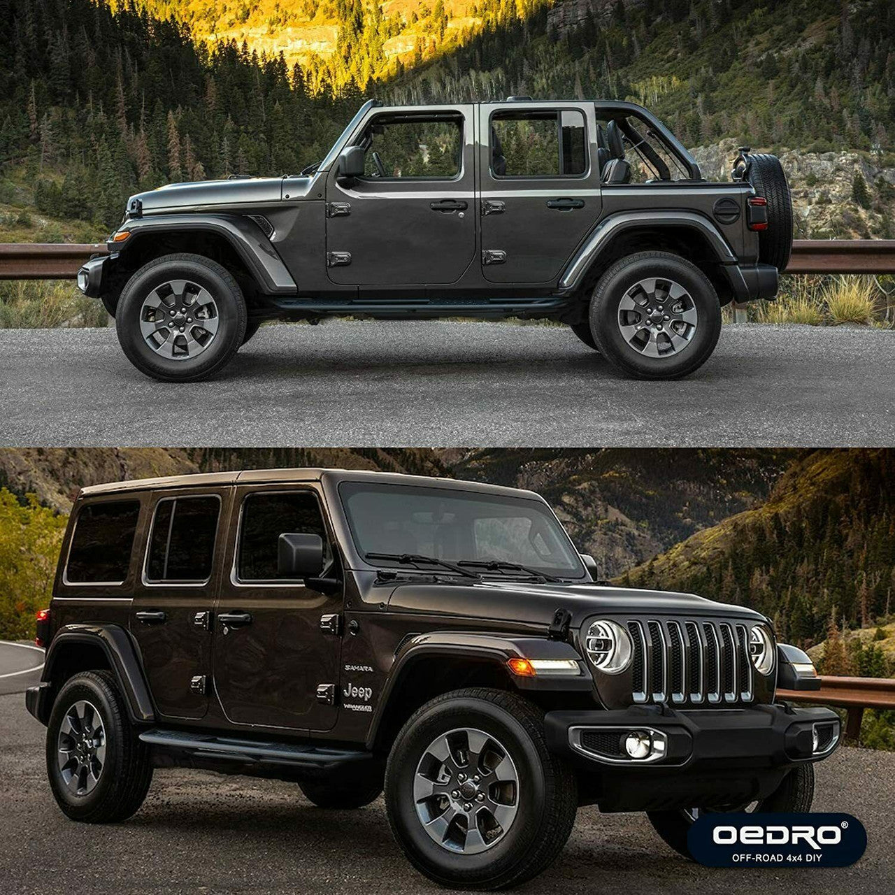 Running Boards Side Steps Rail Steps Rock Sliders for Jeep Wrangler JLU Tube 4dr 2018 -2023 Tube Style Exterior Part