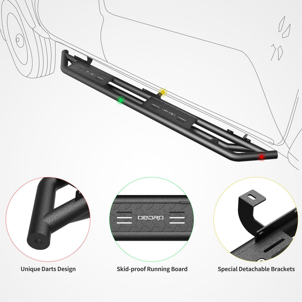 Running Boards Side Steps Rail Steps Rock Sliders for Jeep Wrangler JLU Tube 4dr 2018 -2023 Tube Style Exterior Part