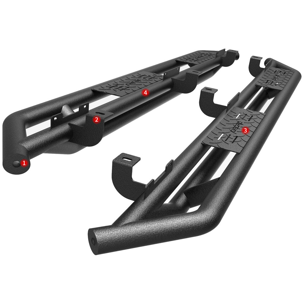 Running Boards Side Steps Rail Steps Rock Sliders for Jeep Wrangler JLU Tube 4dr 2018 -2023 Tube Style Exterior Part