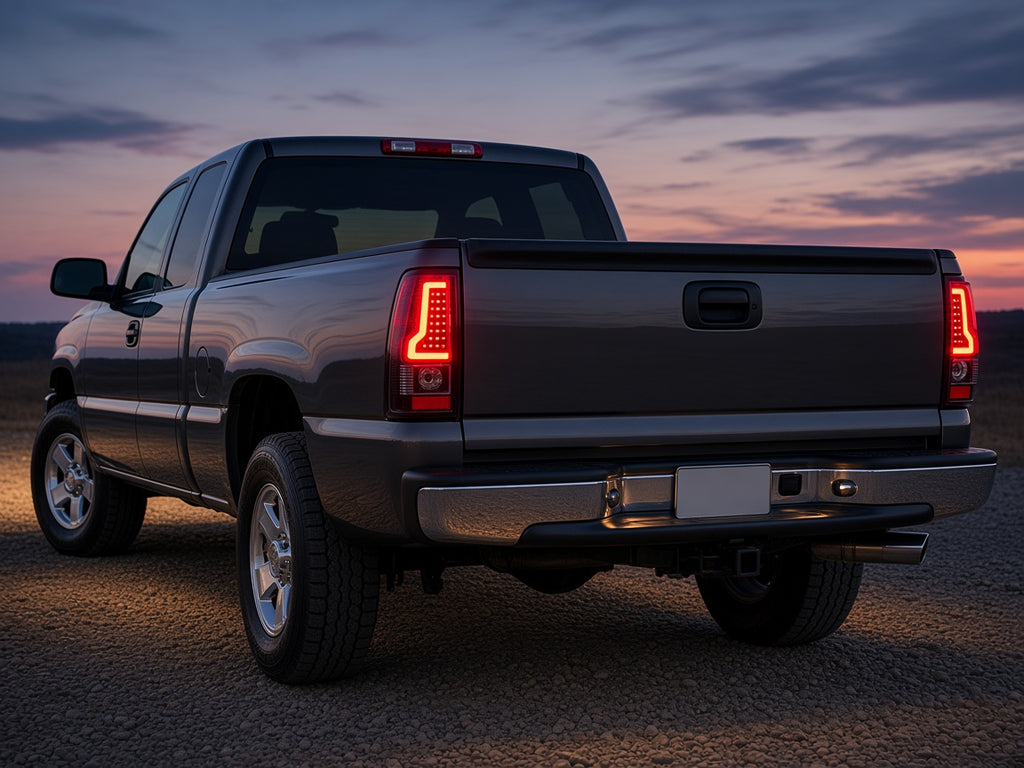 Chevy Silverado 1500 2500 3500 (2003-2006) with black housing LED tail lights installed
