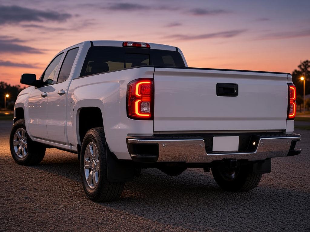 Chevy Silverado 1500 Halogen Models (2014-2018) with black LED tail lights installed
