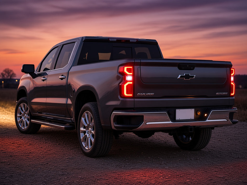 Chevy Silverado 1500 (2019-2026) with chrome halogen tail lights installed
